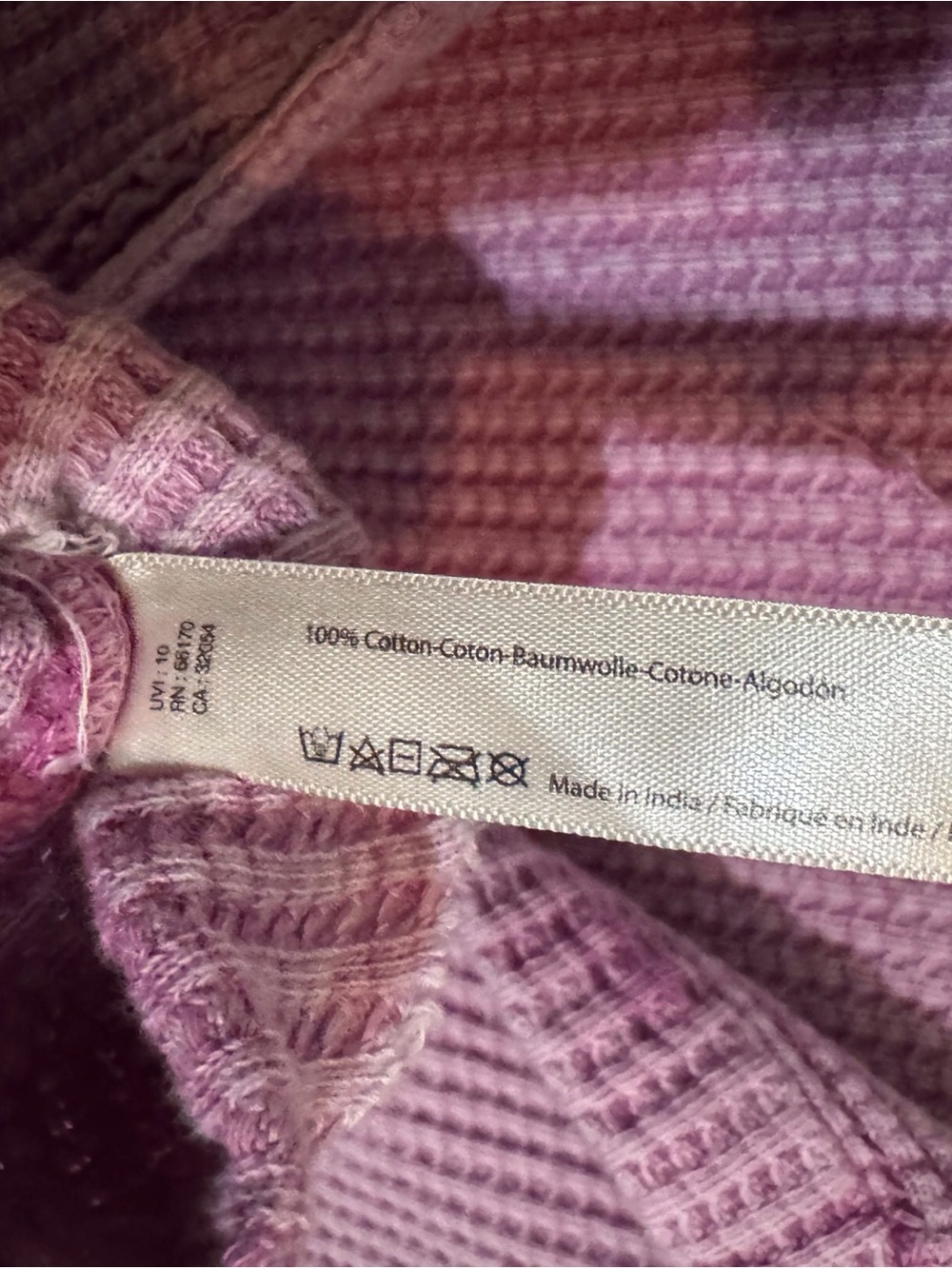 Free People FP One Colt Thermal Top Small Purple Boho Beach Waffle Knit Distress - Picture 8 of 9